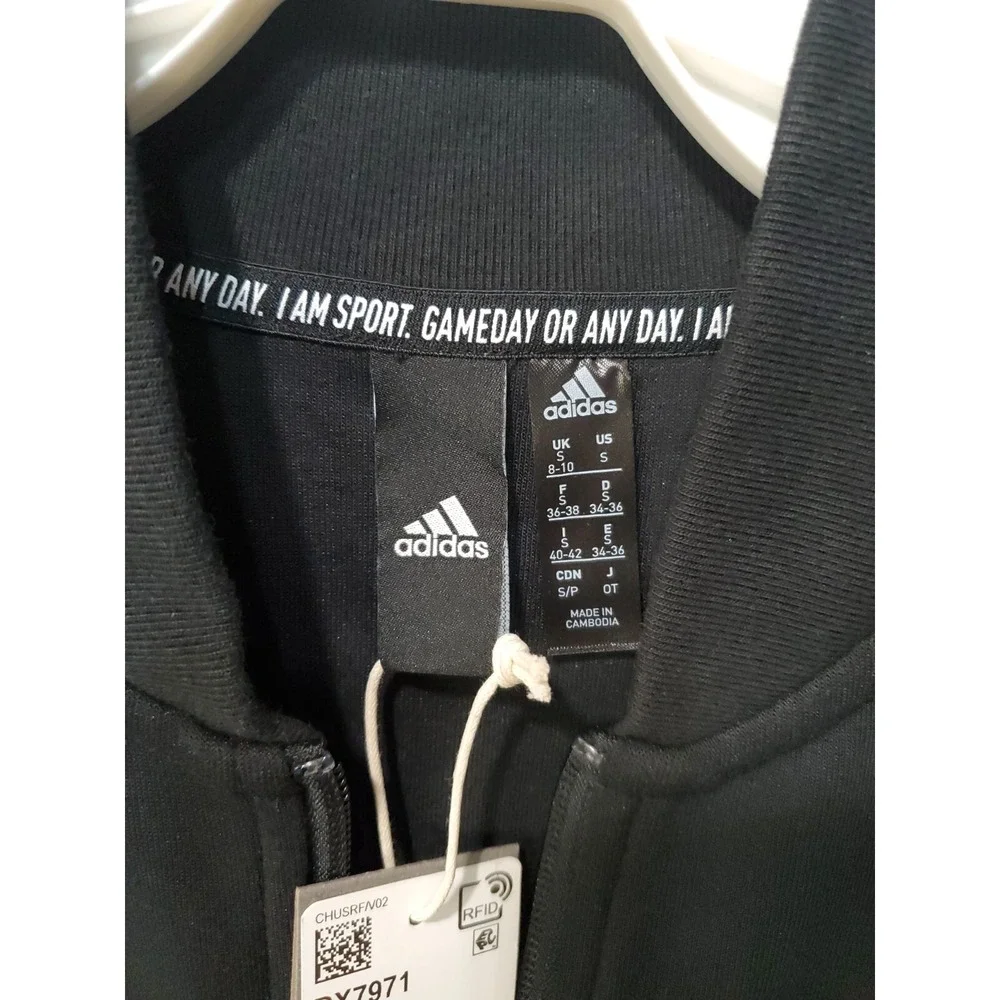 Adidas Must Haves 3 Stripes Track Jacket DX7971 Black Women's Size Small NWT - Picture 5 of 7